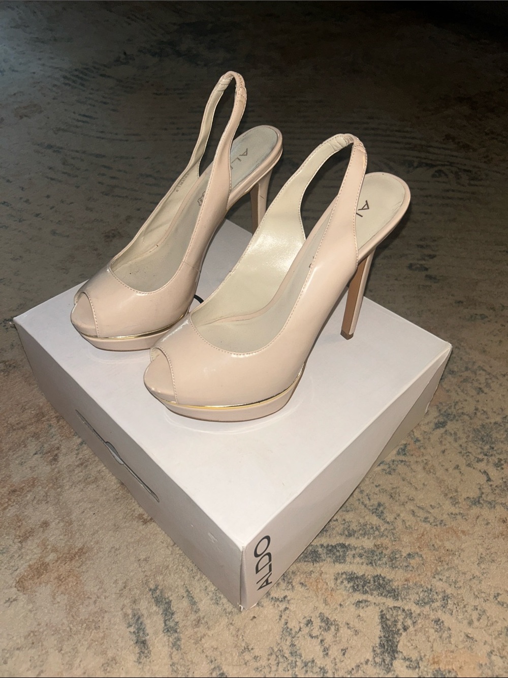 ALDO Blush Patent Peep-Toe Slingback Heels